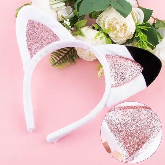 Gabbys Dollhouse Pink Cat Headband Cute Cartoon Ear Party Hair Accessory