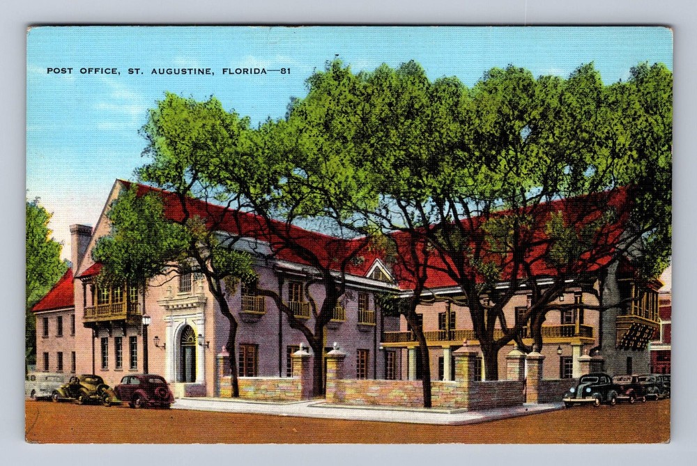 St Augustine FL-Florida United States Post Office Vintage Postcard