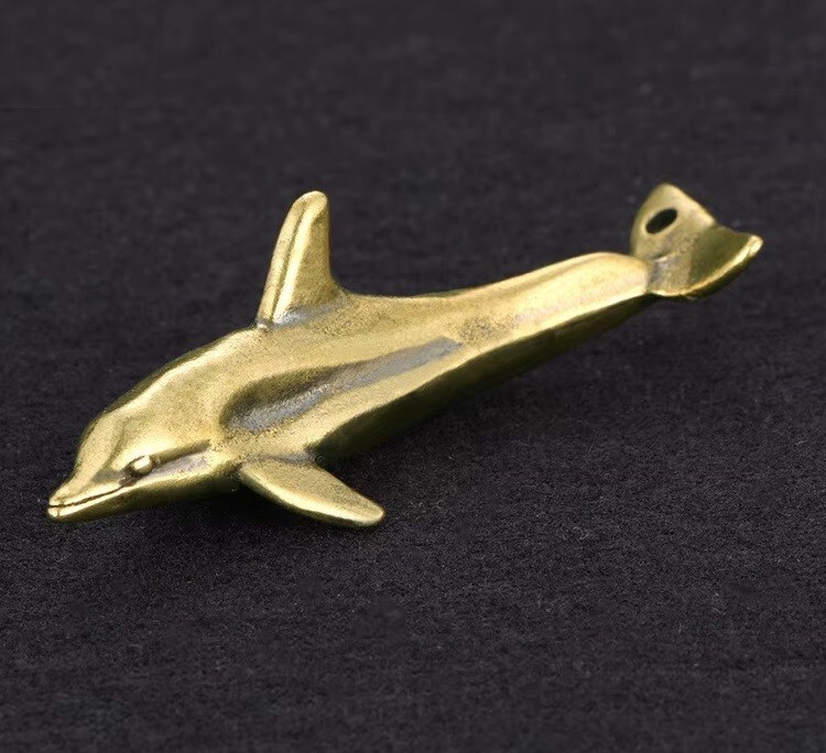 Brass Dolphin Fish Animal Statue Small Sculpture Figurine Home Decor Gifts