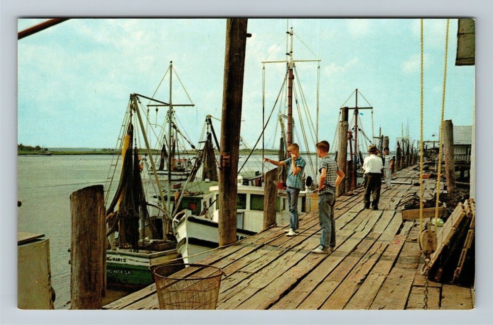 Brunswick GA-Georgia, Part Of Shrimp & Crab Fleet Vintage Souvenir Postcard