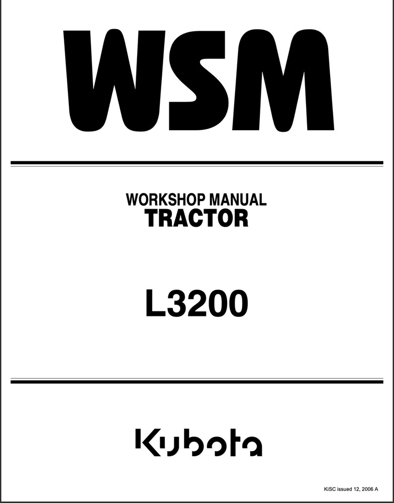 PDF Kubota L3200 Service Repair Manual, Workshop Manual
