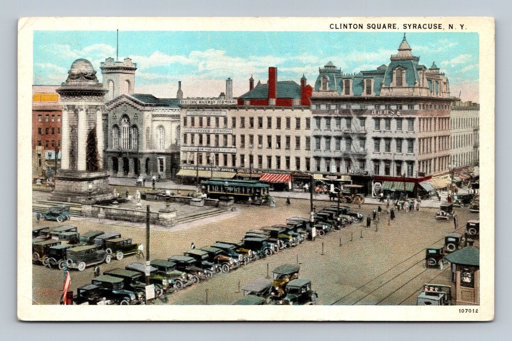 Clinton Square Syracuse NY Vintage Postcard Electric Railway Terminal