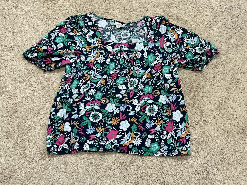 Loft Womens Shirt Size Medium Multicolor Floral Print Classic Casual