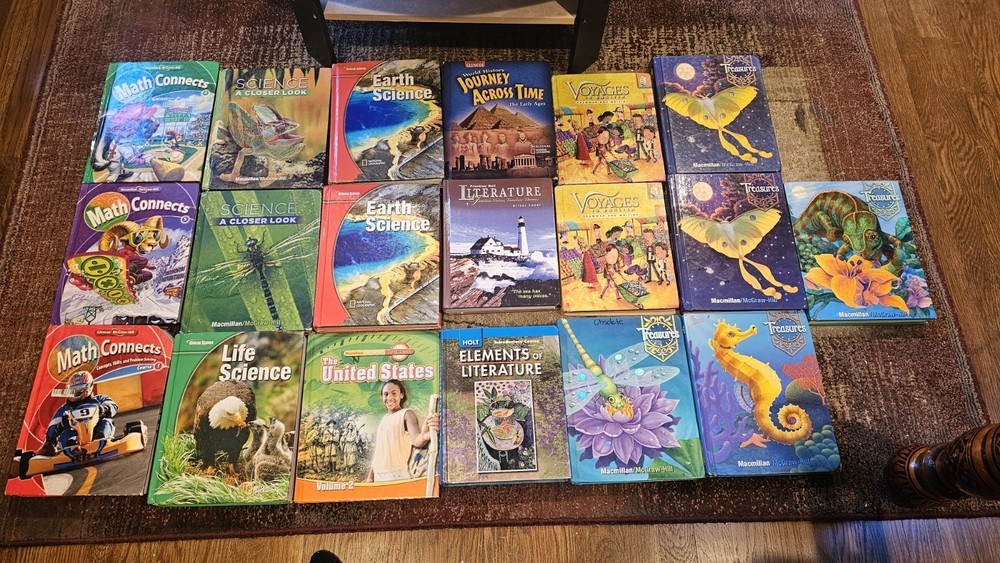 19 K-6 Textbooks: Math, Reading, Science Lot (McGraw-Hill, Holt) Homeschool