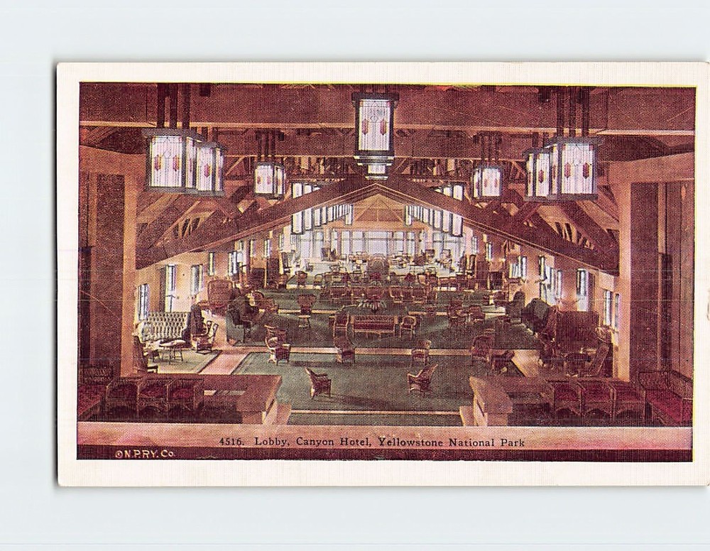 Postcard Lobby Canyon Hotel Yellowstone National Park Wyoming USA