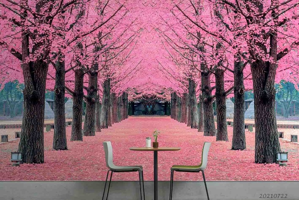 3D Pink Floral Avenue Wall Murals Wallpaper Murals Wall Sticker