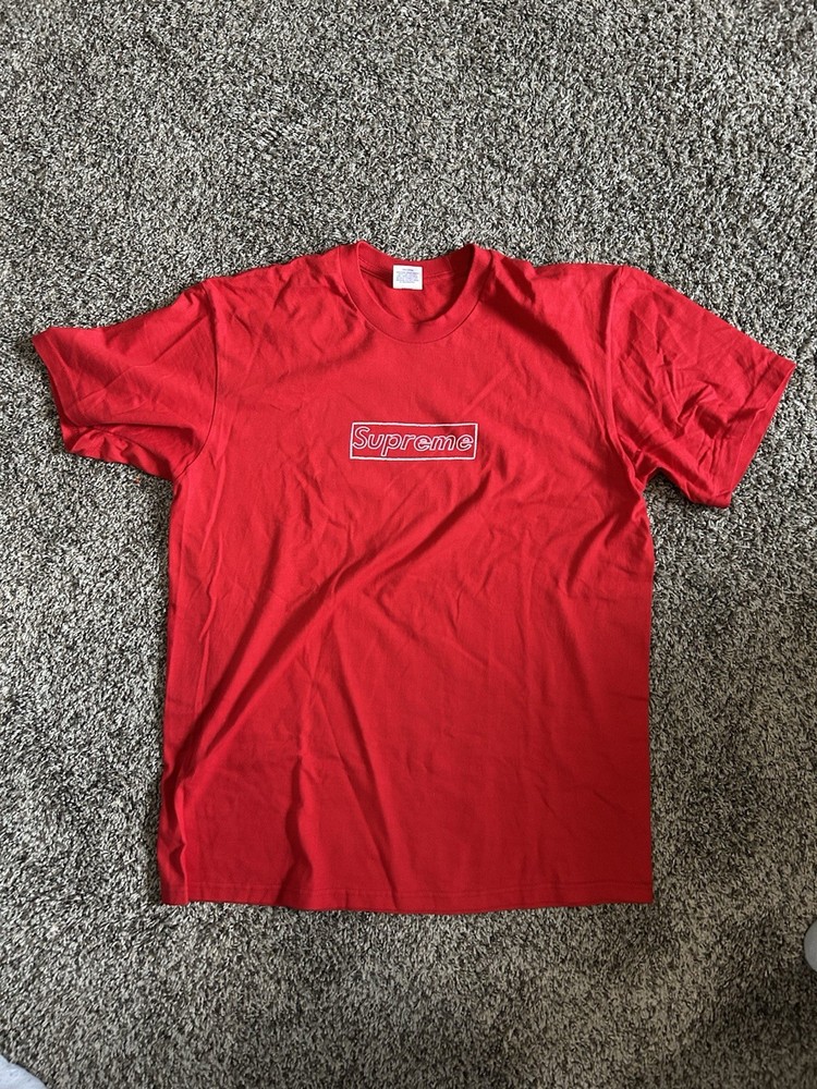 Supreme KAWS Chalk Box Logo Tee Red Medium