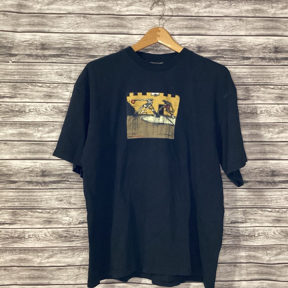 Vintage Nike Shirt Mens XL Black White Tag Basketball Graphic Tee Swoosh 90s