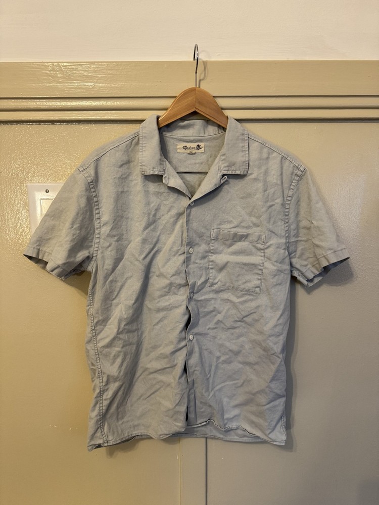 Madewell Camp Collar Shirt Mens S Short Sleeve Linen Cotton