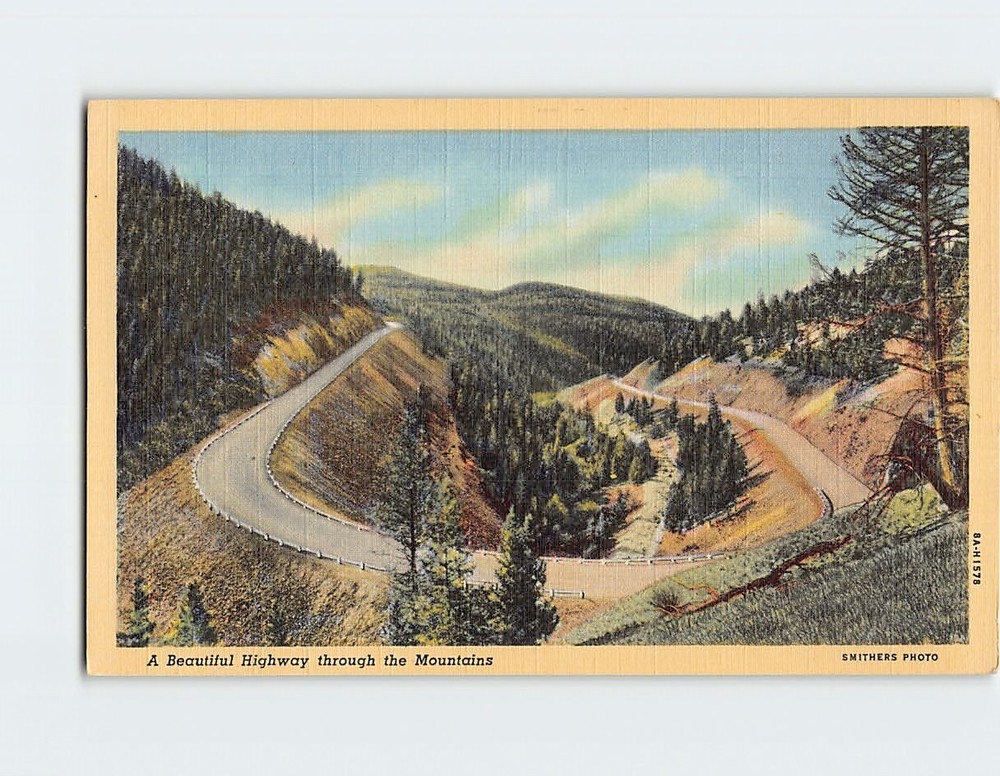 Postcard Beautiful Highway through the Mountains