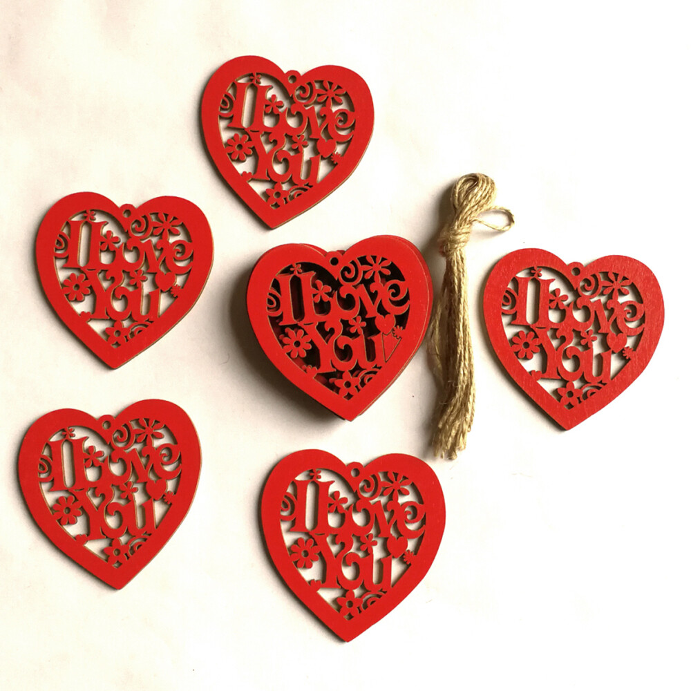Wood Heart Shapes Wood Slice Centerpiece Wooden Heart Hanging Pendant
