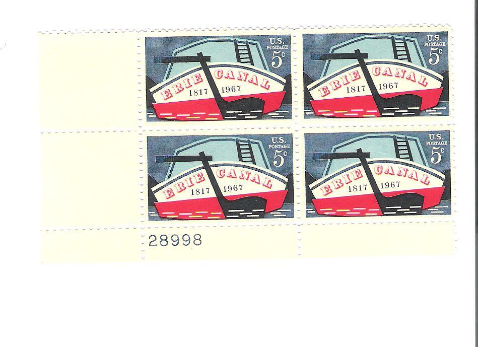 Scott #1325 US Erie Canal MNH Plate Block OG Stamps