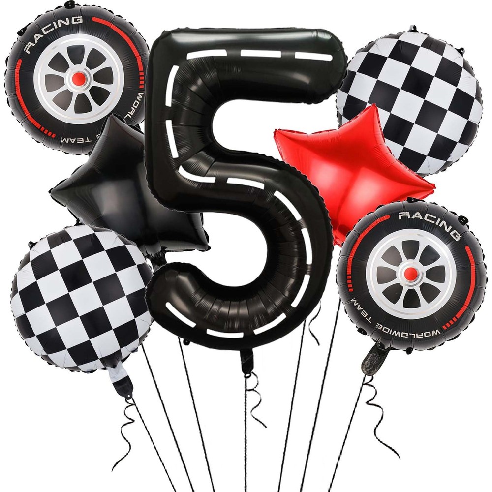 Race Car Balloons,40 Inch Racetrack Number 5 Balloon,Big Number Balloons Blac...