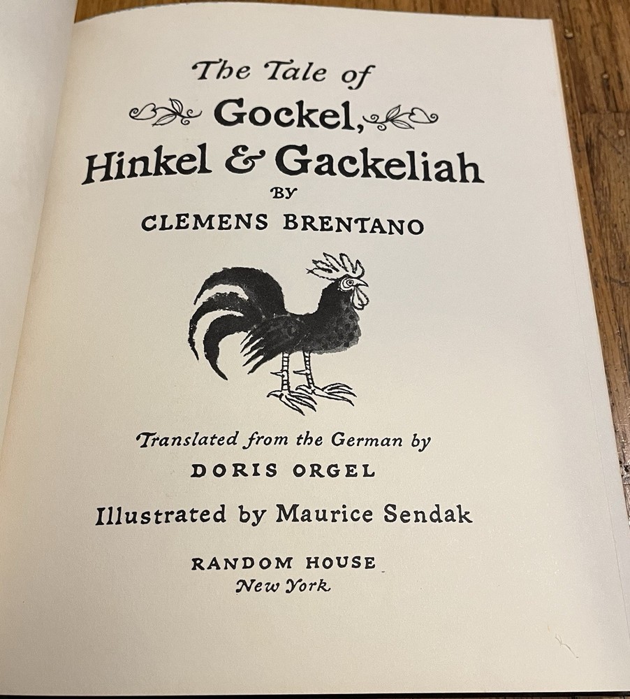 THE TALE OF GOCKEL, HINKEL & GACKELIAH : Clemens Brentano : vtg Maurice Sendak