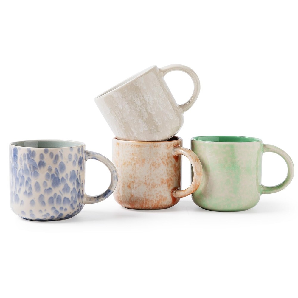 MONITO 12 OZ Coffee Mugs Set of 4, Large Ceramic Coffee Mugs,Modern Coffee Mu...