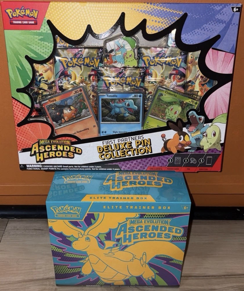 Pokemon TCG Ascended Heroes ETB Plus Pin Collection Lot Of 2 Brand New Sealed!