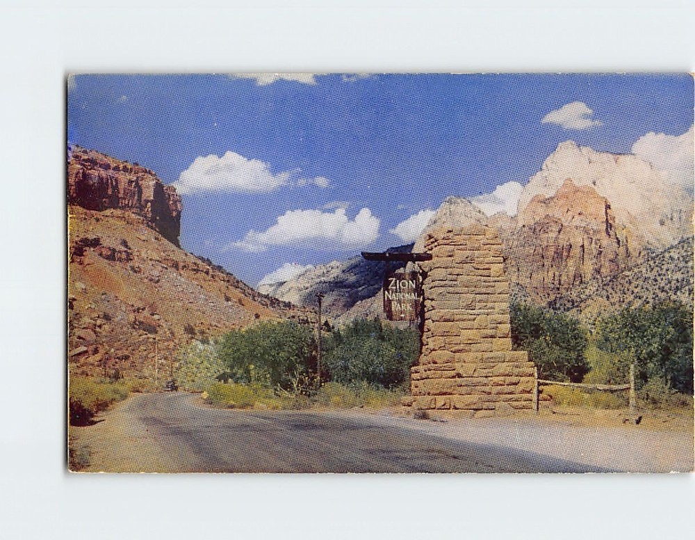 Postcard Entrance Gate to Zion National Park Utah USA