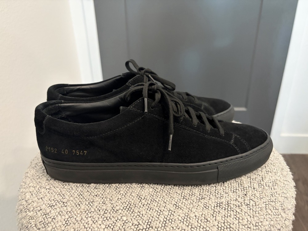 Common Projects Achilles Black Suede Sneakers Size 40 Italy Worn 2x Limited Ed.-image