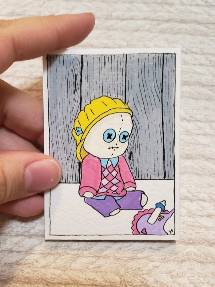 Original Aceo. Voodoo Doll. AcrylicAnd Ink. art by leximi