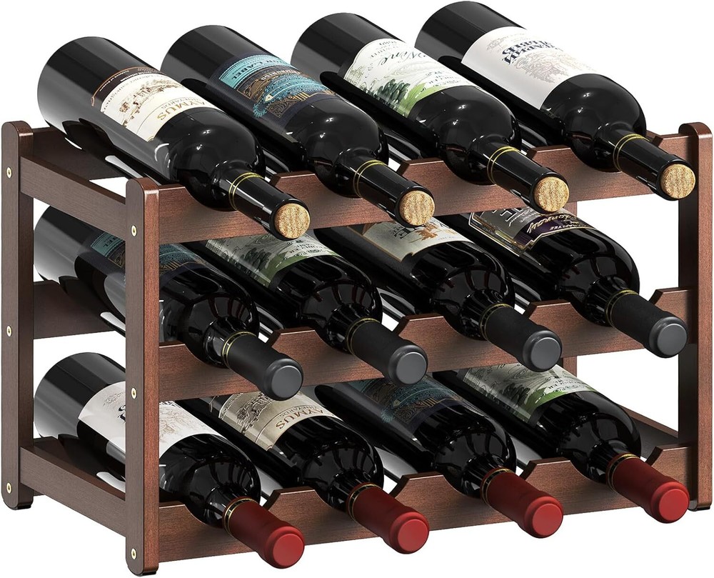 Elegant Bamboo 3-Tier Wine Rack for Floor or Countertop Storage