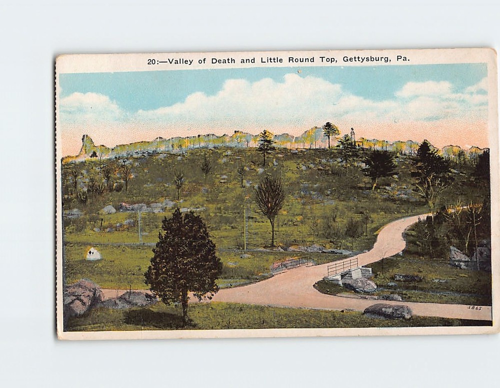 Postcard Valley of Death and Little Round Top at Gettysburg Pennsylvania