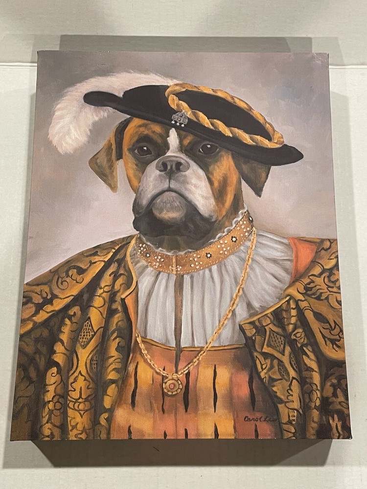CAROL LEW English Noble Dog Canvas Print Giclee Stretched Wall Art- 11 X 14