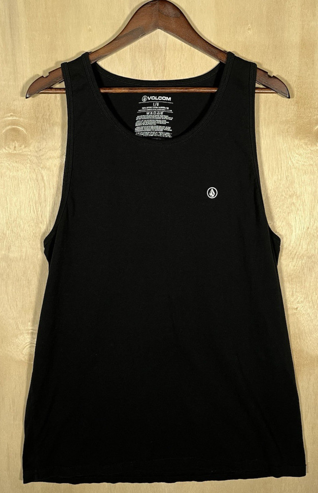 Volcom Tank Top Men’s L Black Sleeveless Scoop Neck Logo Cotton Knit Skate Surf