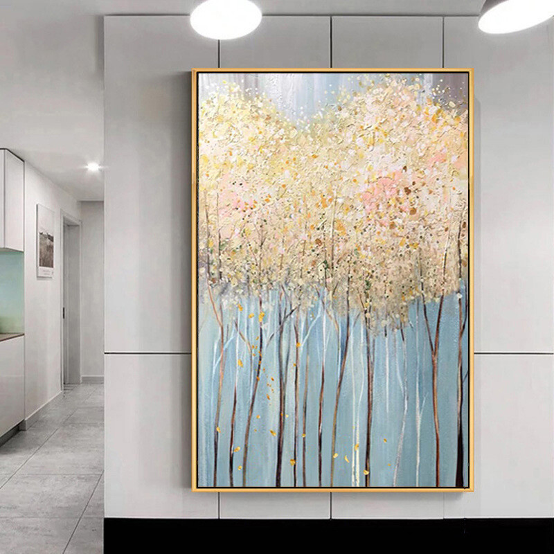 New Pure Hand-painted Fortune Tree Oil Painting Modern Simple Home Decoration