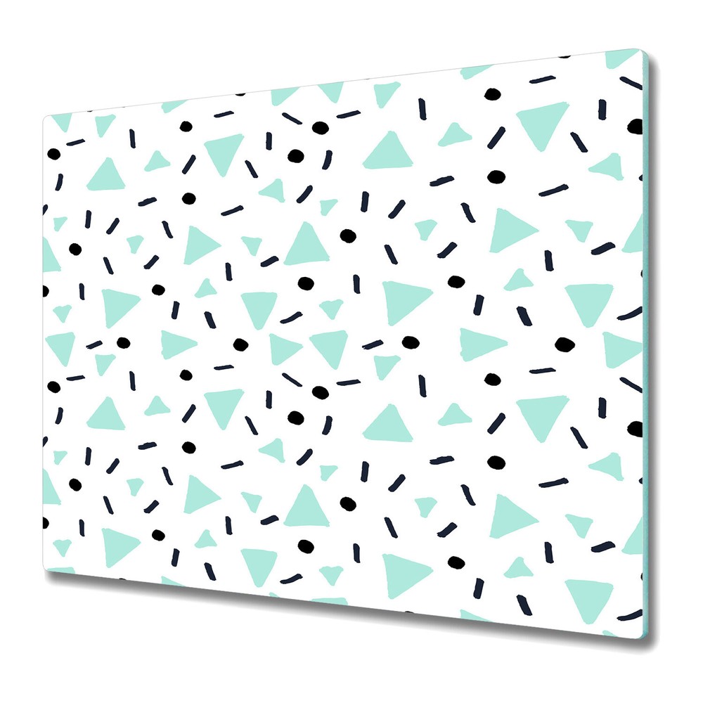 Glass Induction Ceramic Hob Cover Hand drawn retro blue and black 60x52