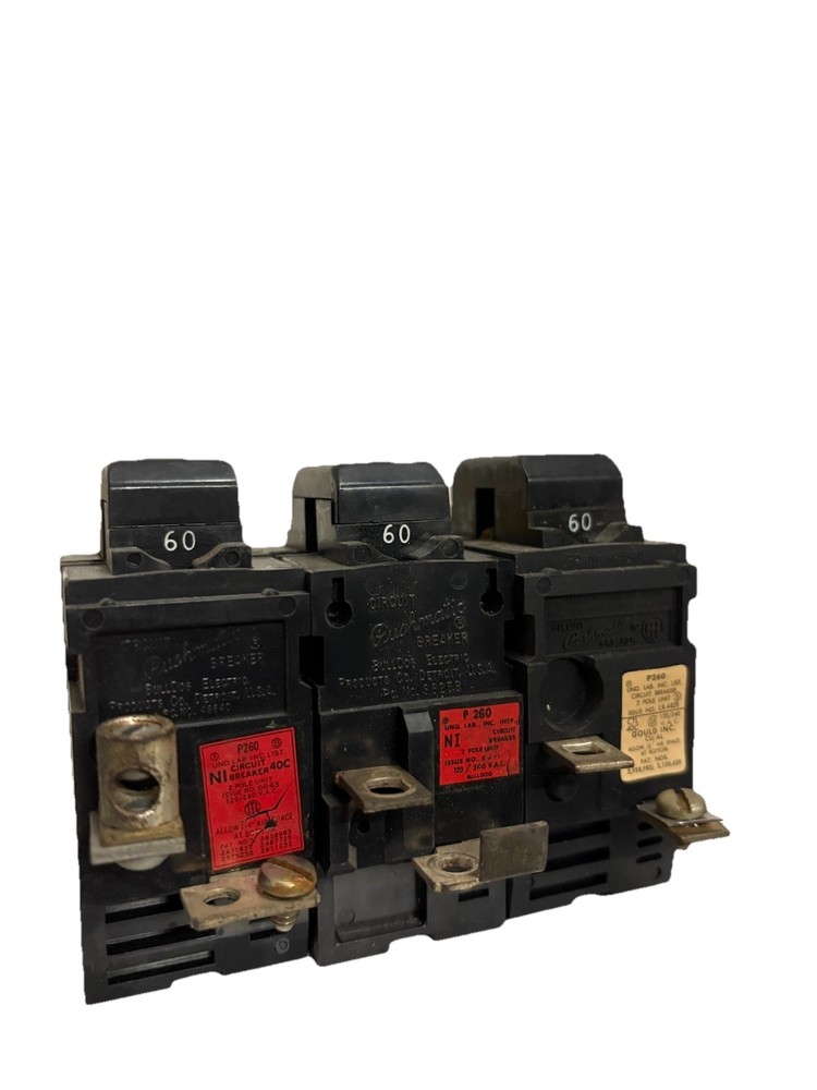 (Lot Of 3) ITE Pushmatic P260 Circuit Breaker Twin 60 Amp 2 Pole