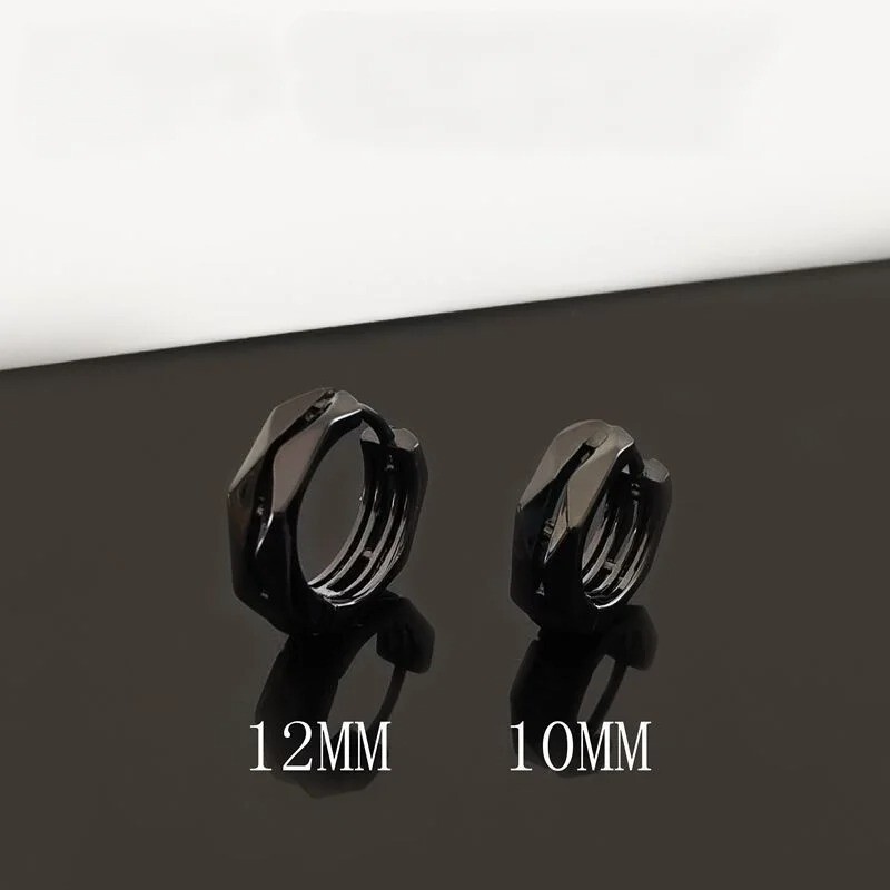 Vintage Hip Hop Punk 925 Sterling Silver Earrings for Men Women, Geometry Cuff