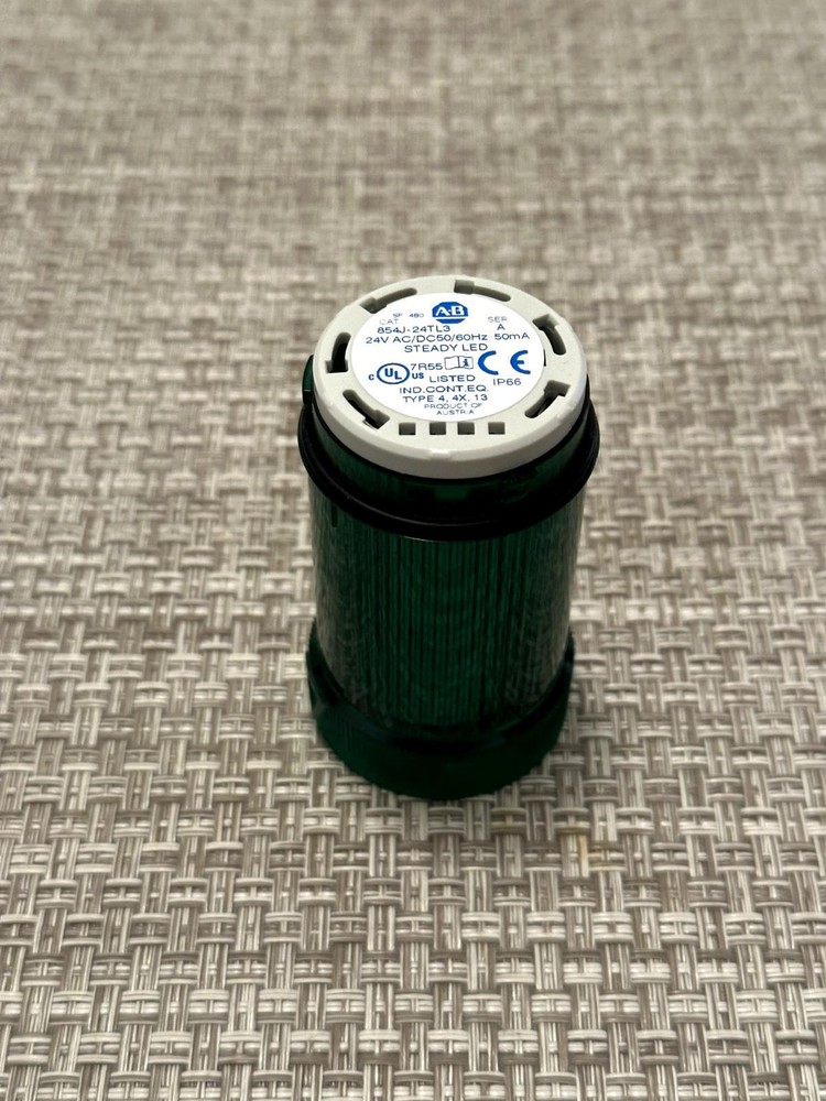 New! Allen Bradley 854J-24TL3 Green Steady LED Stack Light 24V AC/DC 40mm Ser A