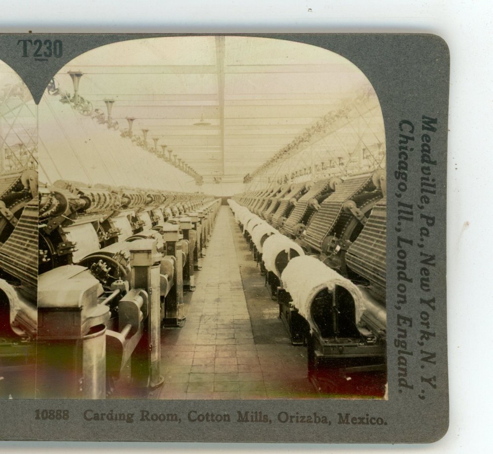 Carding Room Cotton Mills Orizaba Mexico Keystone Stereoview