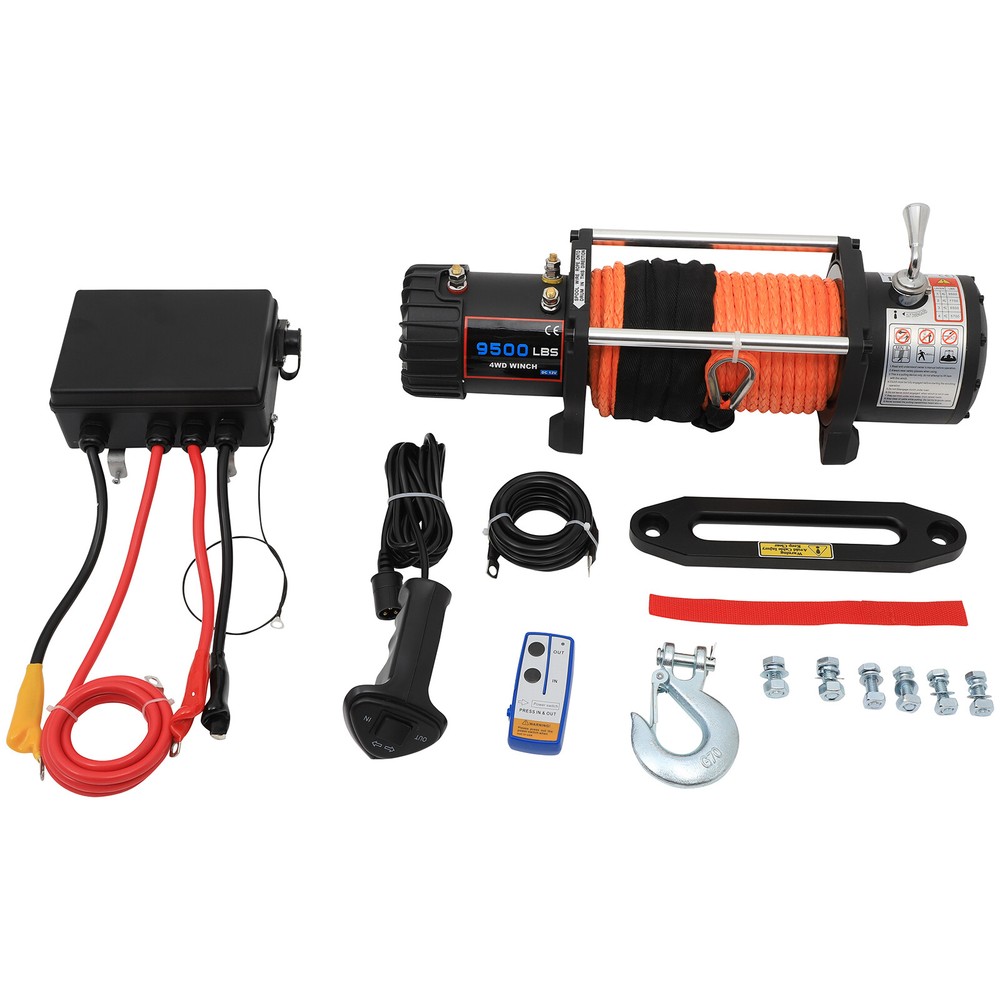 12V 9500LB Electric Winch with Synthetic Rope for ATV UTV Truck Off Road USA
