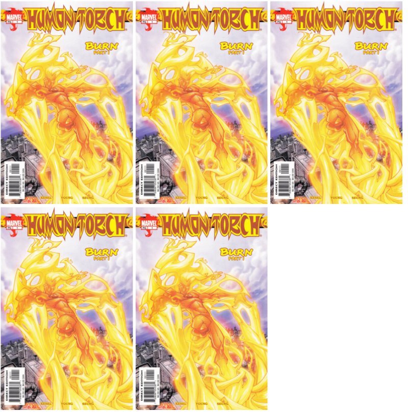 Human Torch #1 Skottie Young Direct Edition Cover Marvel Comics - 5 Comics
