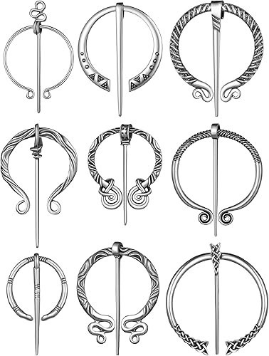 9 Pcs Medieval Cloak Pin Vintage Viking Brooch Celtic Shawl Scarf Cl...