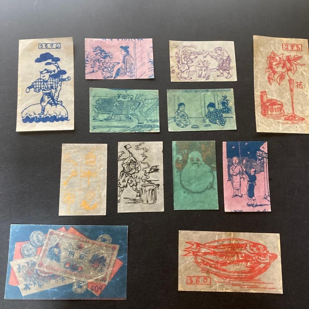 Pre-war Retro Paper Wrapping Sheets 12 Used Vintage Japanese Retro Labels