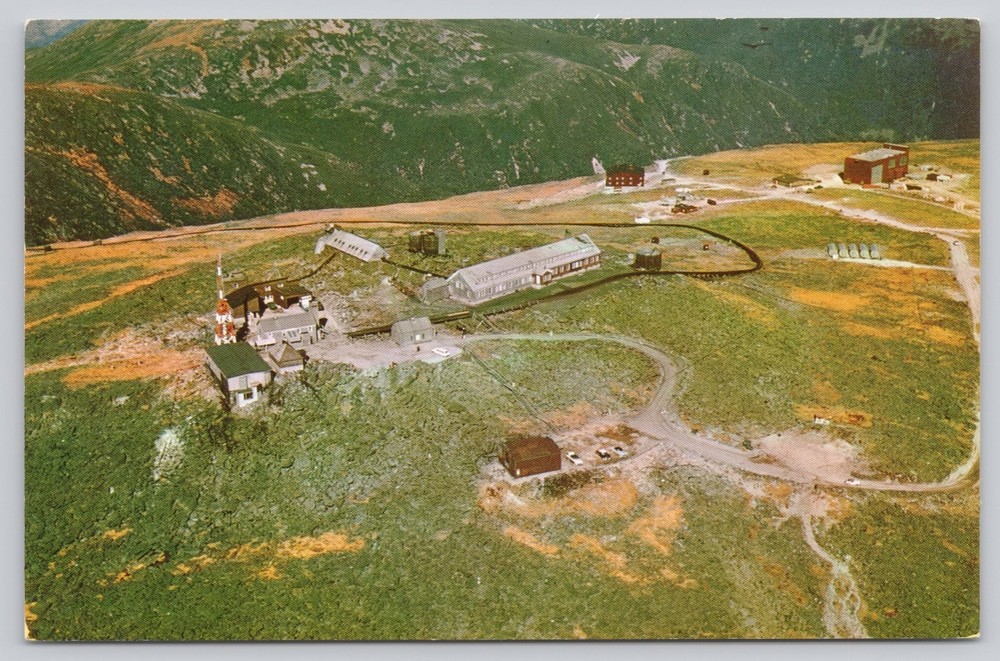 Mt Washington NH Summit House Aerial View Vintage Postcard 1963