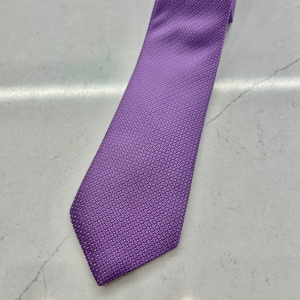 Ermenegildo Zegna Purple Geometric Silk Tie Made in Italy Mens Necktie