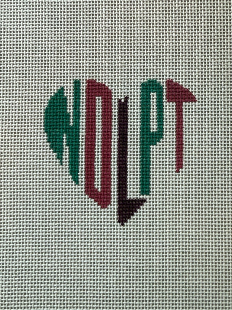 Handpainted Needlepoint Canvas NDLP Heart Ornament 14 Count