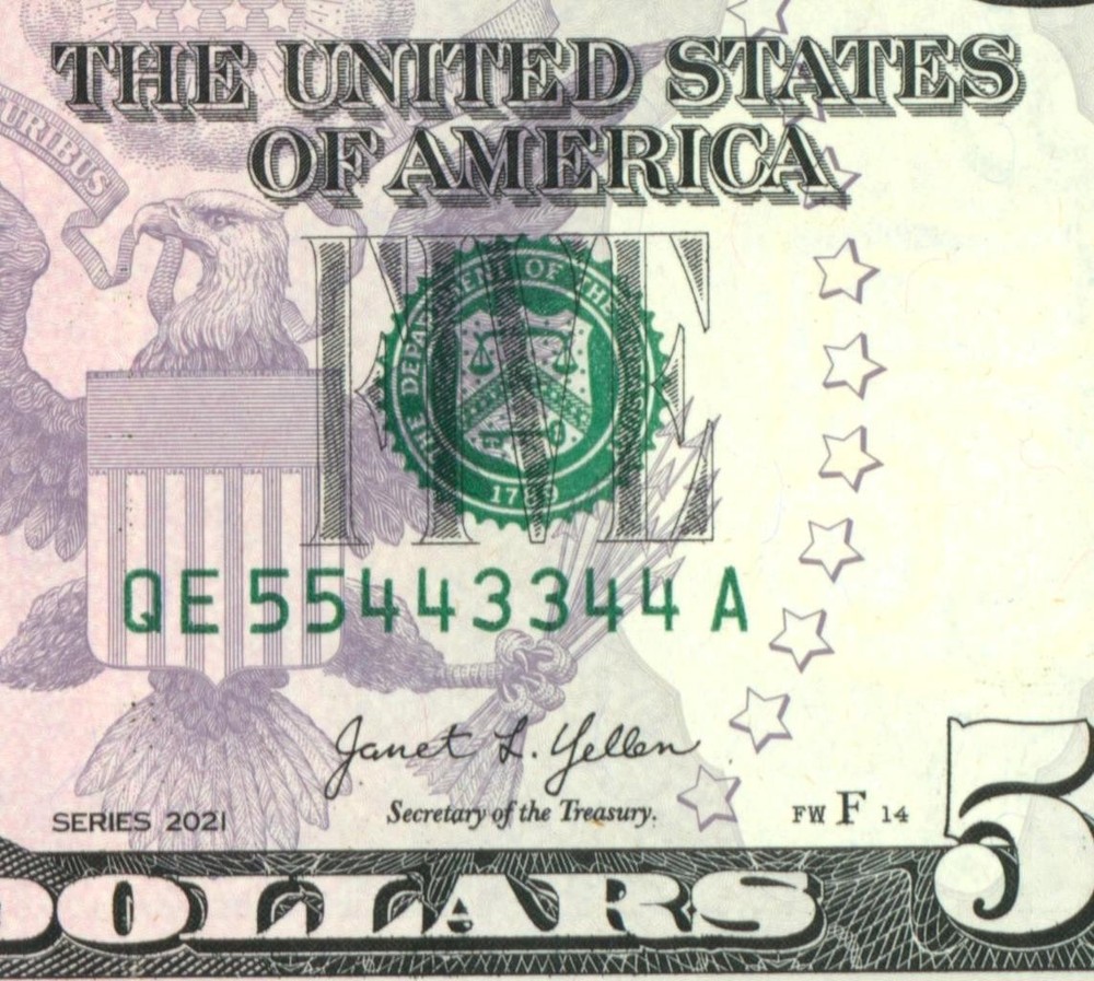 ((Multiple Pairs)) $5 2021 (Choice Cu) (55443344) Fancy Serial # Currency