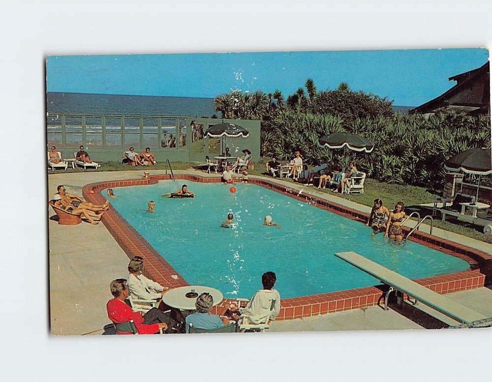 Postcard The Coquina Pool Overlooking Ocean Ormond Beach Florida USA