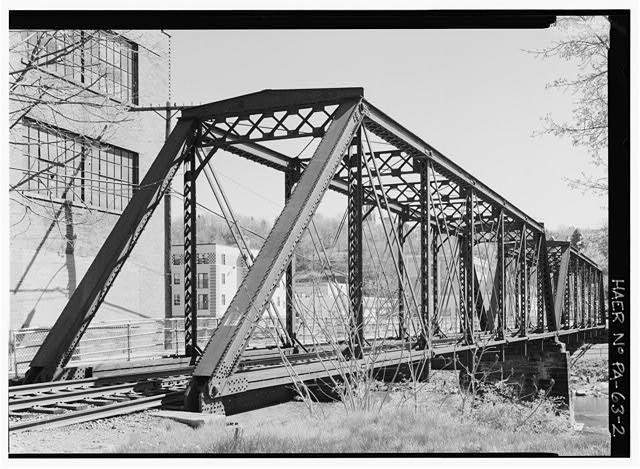 2. Oblique view at track level, looking east along south side of bridge. - Erie