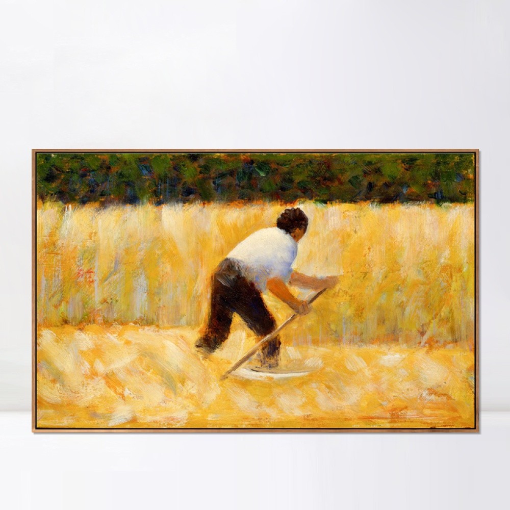 Framed Canvas Giclee Print Art Le Faucheur by Georges Seurat Home Office Decor