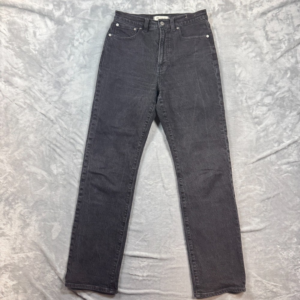 Madewell Jeans Womens 27 Black 90s Straight Mid  Rise Denim Stretch Dark Wash