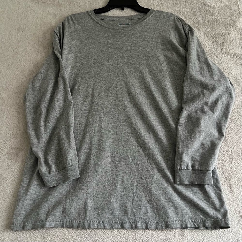 Jerzees Men's T shirt Tee Long sleeve Large Pullover Crew neck  Casual Gray