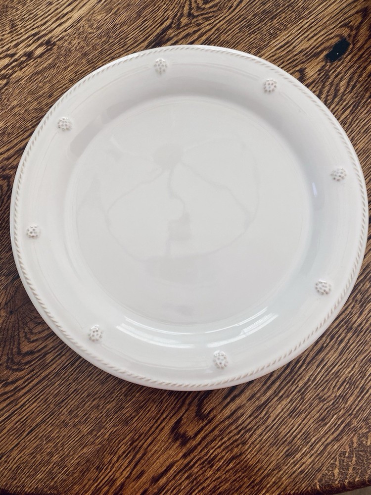 Juliska Berry & Thread, White Ceramic Dinner Plate, Glossy, SIX AVAILABLE