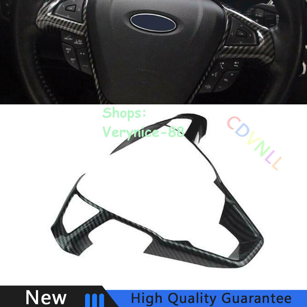 Fit For Ford Edge 2015-2021 Carbon Fiber Car Steering Wheel Decor Cover Trim 1X