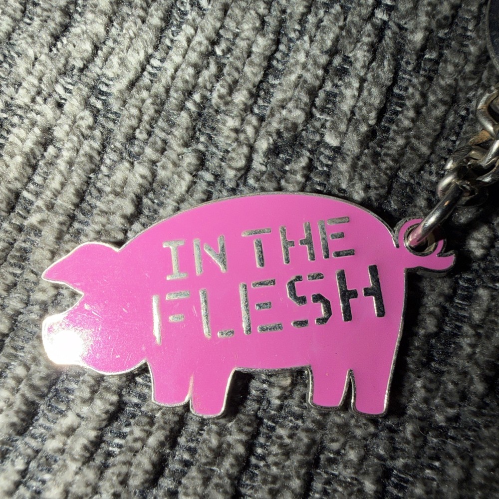 Pink PIG  “in the flesh” METAL ENAMELED  KEYCHAIN key ring key chain