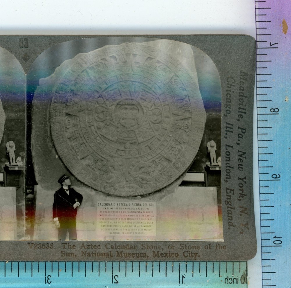 The Aztec Calendar Stone of Sun Mexico City Keystone Stereoview